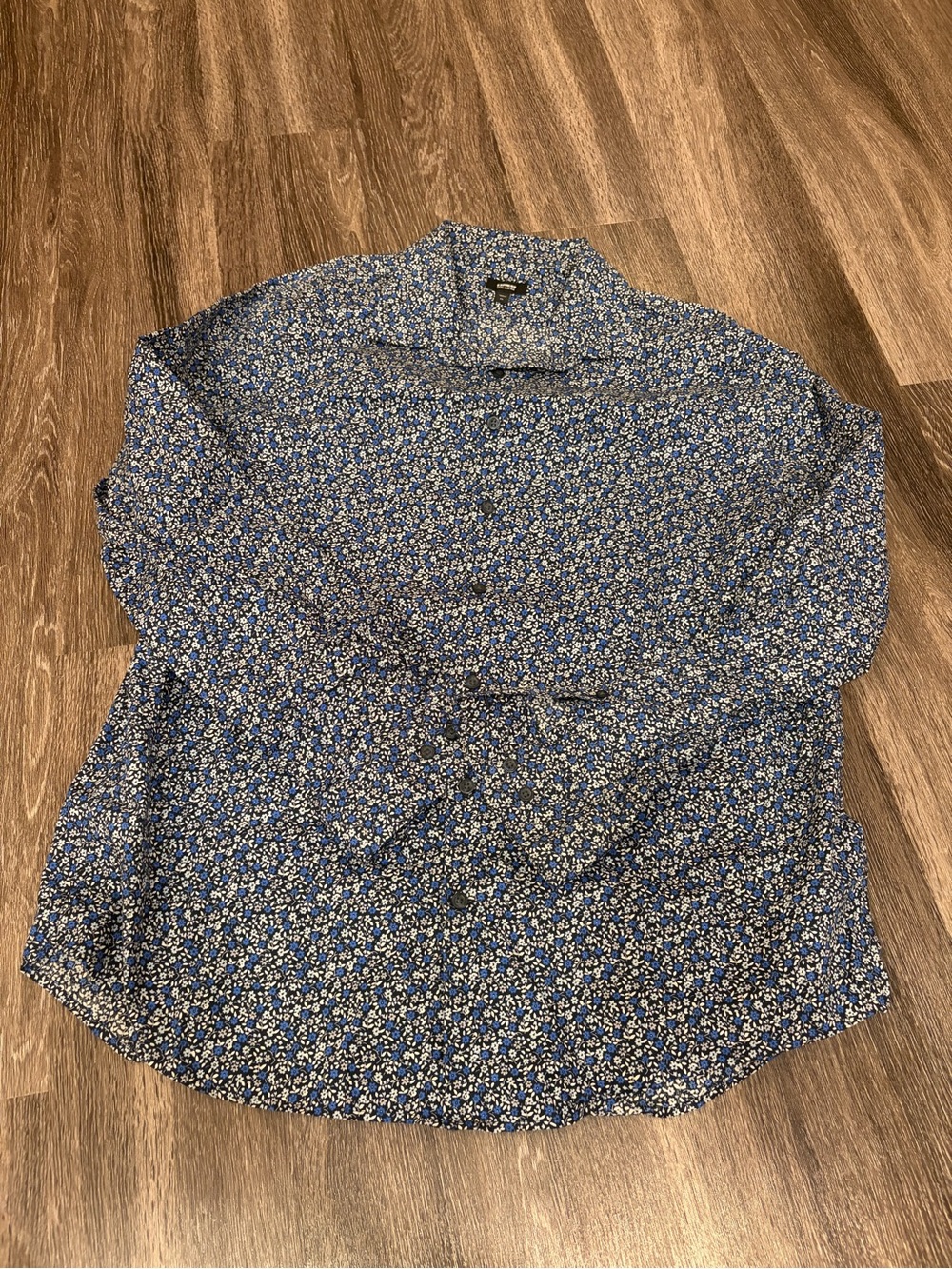 Express Men's Blue Floral Button-Down Dress Shirt